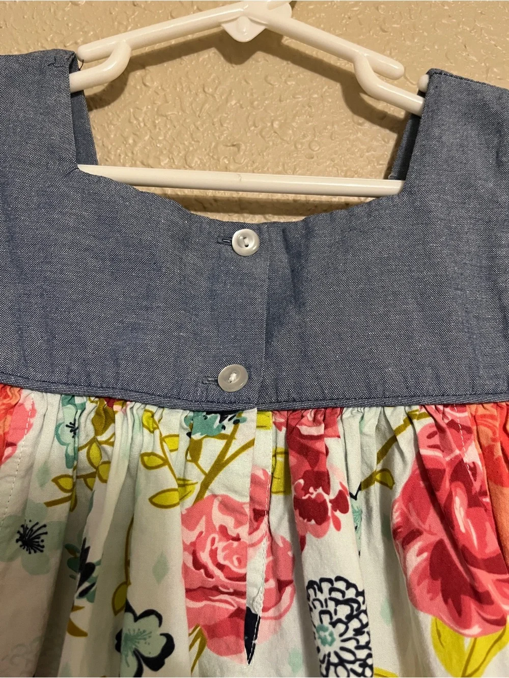 SAGE & LILLY Girls Coral & Navy Floral Patchwork Dress Sz 6